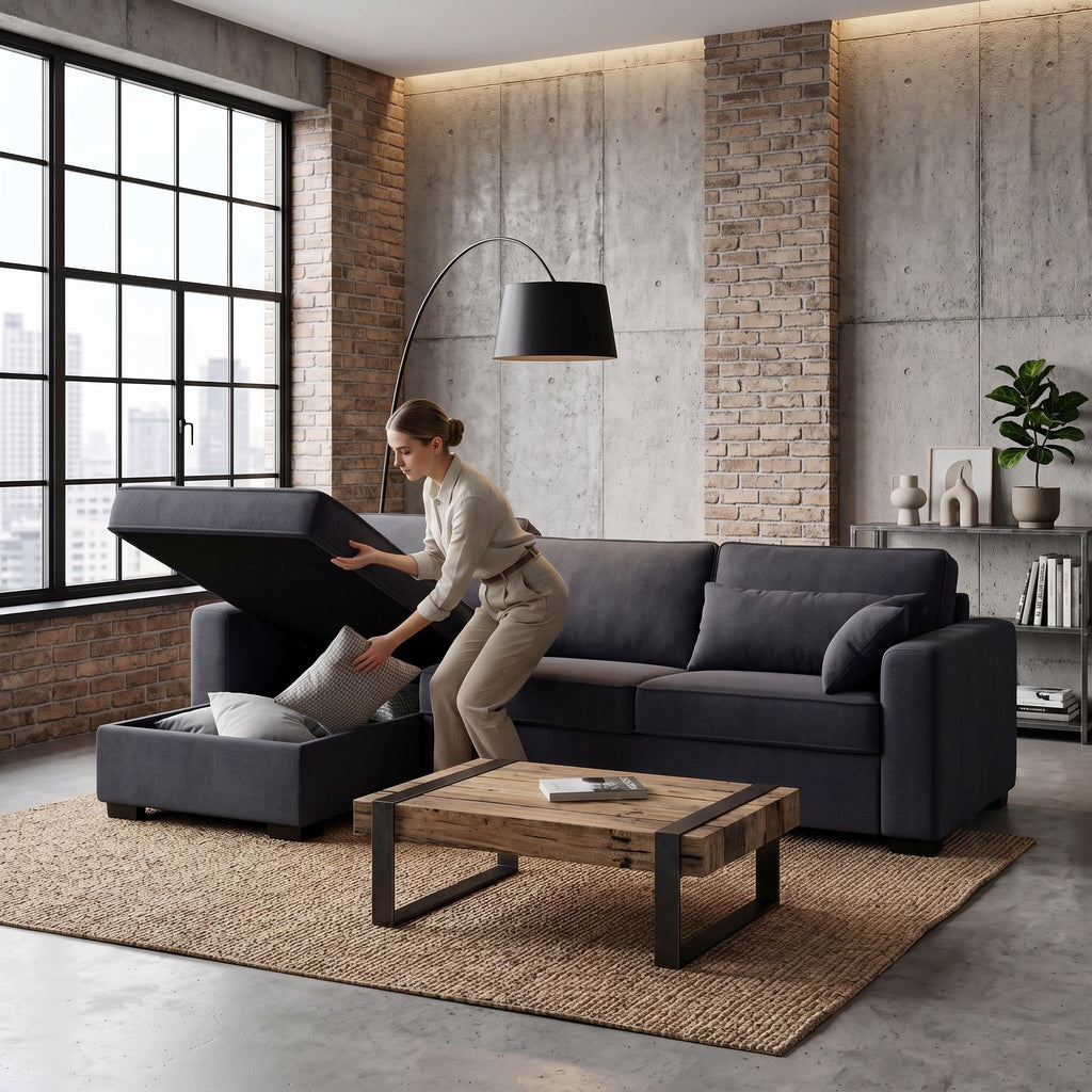 Colțar extensibil MONDOVI 5 locuri cu saltea 160×190 cm, reversibil stânga/dreapta (C4+M) - imaginea 2