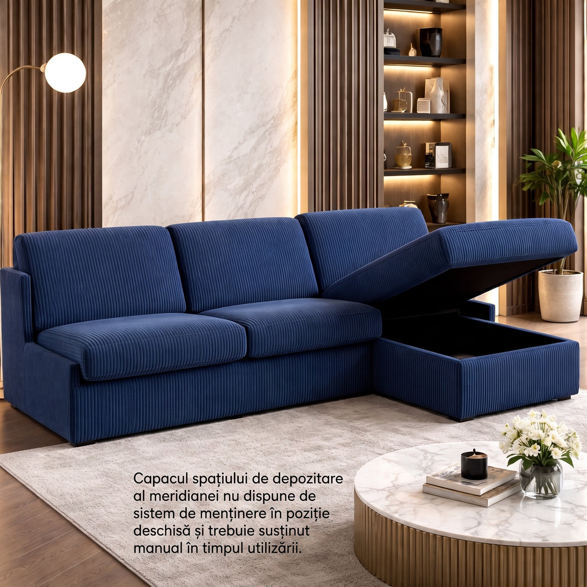 Colțar extensibil Modena 3 locuri cu saltea 120×190 cm, reversibil stânga/dreapta (C2+M) - imaginea 3