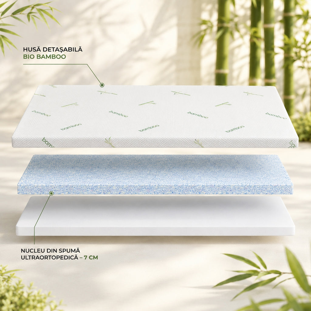 Topper Extra Confort 7 cm cu Husă Detașabilă Bio Bamboo - imaginea 5