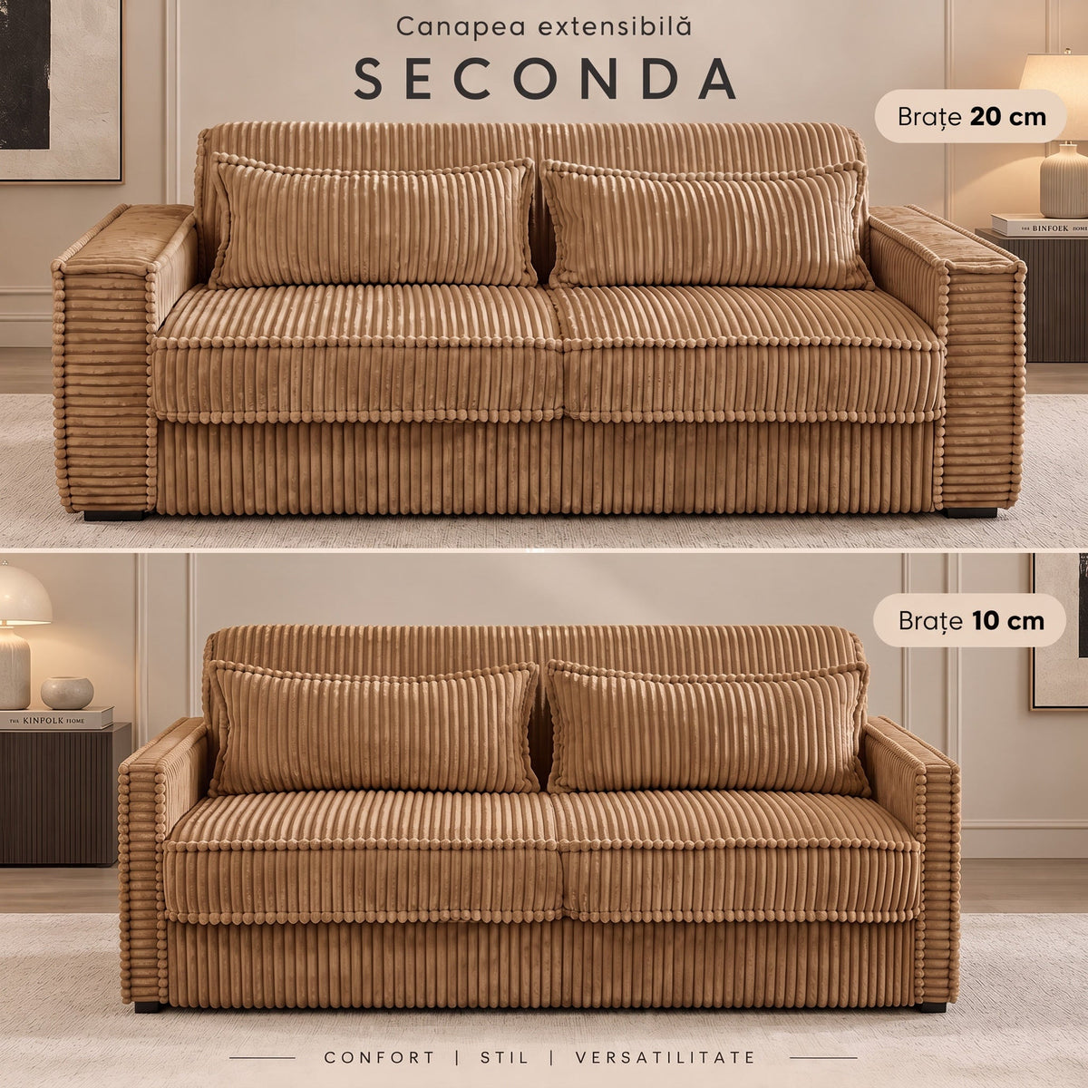 Canapea extensibilă SECONDA C3, cu saltea 140x190x20 cm - imaginea 4