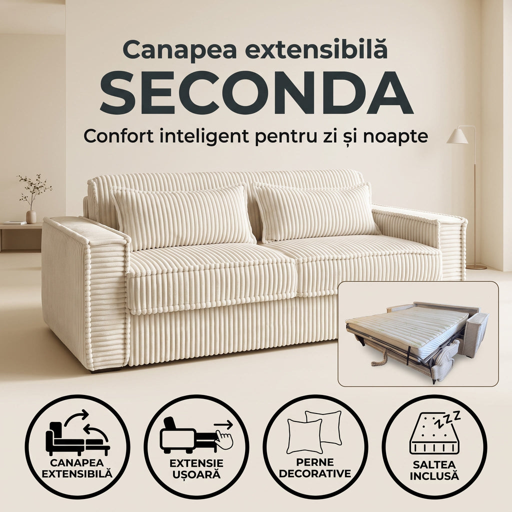 Canapea extensibilă SECONDA C3, cu saltea 140x190x20 cm - imaginea 7