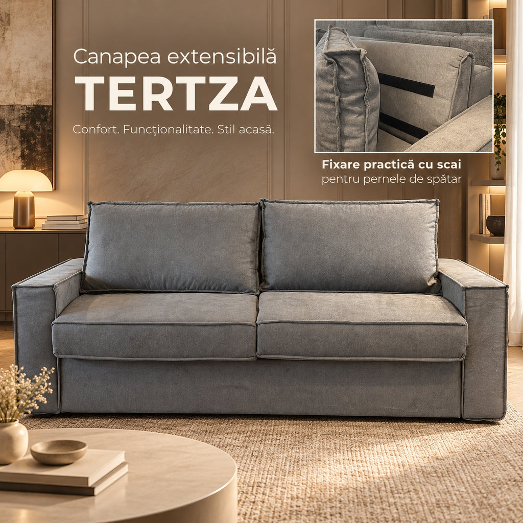 Canapea extensibilă TERTZA C3, cu saltea 140x190x20 cm - imaginea 10