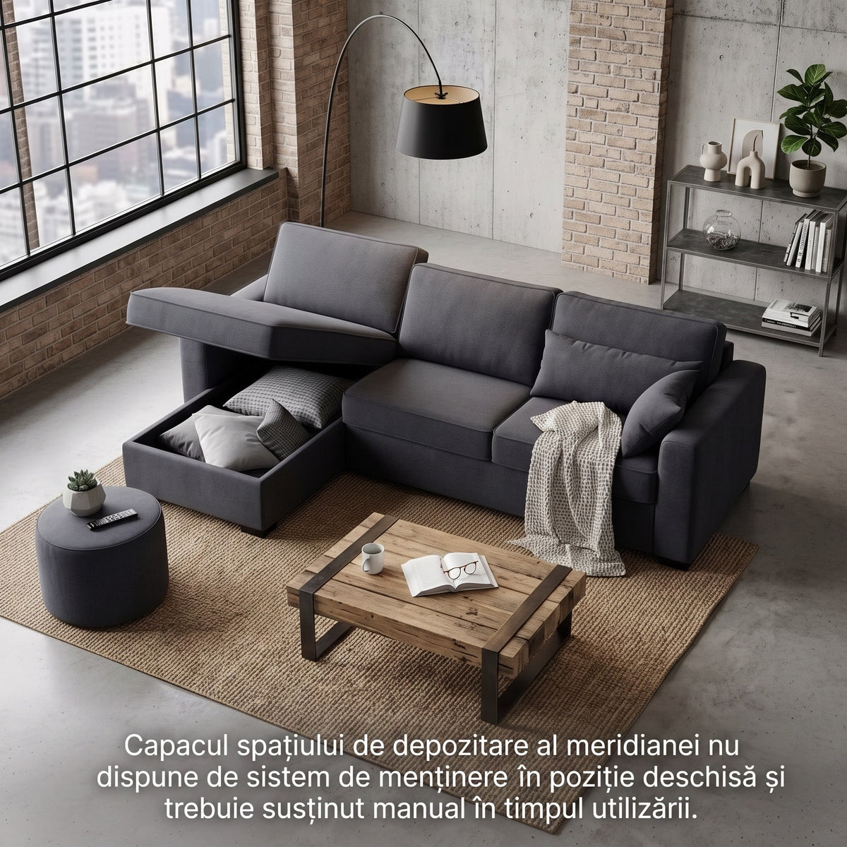 Colțar extensibil MONDOVI 5 locuri cu saltea 160×190 cm, reversibil stânga/dreapta (C4+M) - imaginea 3