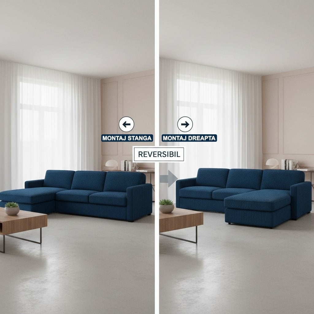 Colțar extensibil Modena 3 locuri cu saltea 120×190 cm, reversibil stânga/dreapta (C2+M) - imaginea 4