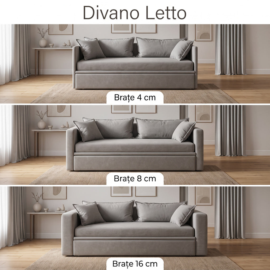 Canapea extensibila 3in1 DIVANO LETTO, cu saltea 80x200cm și perne decorative incluse - imaginea 9