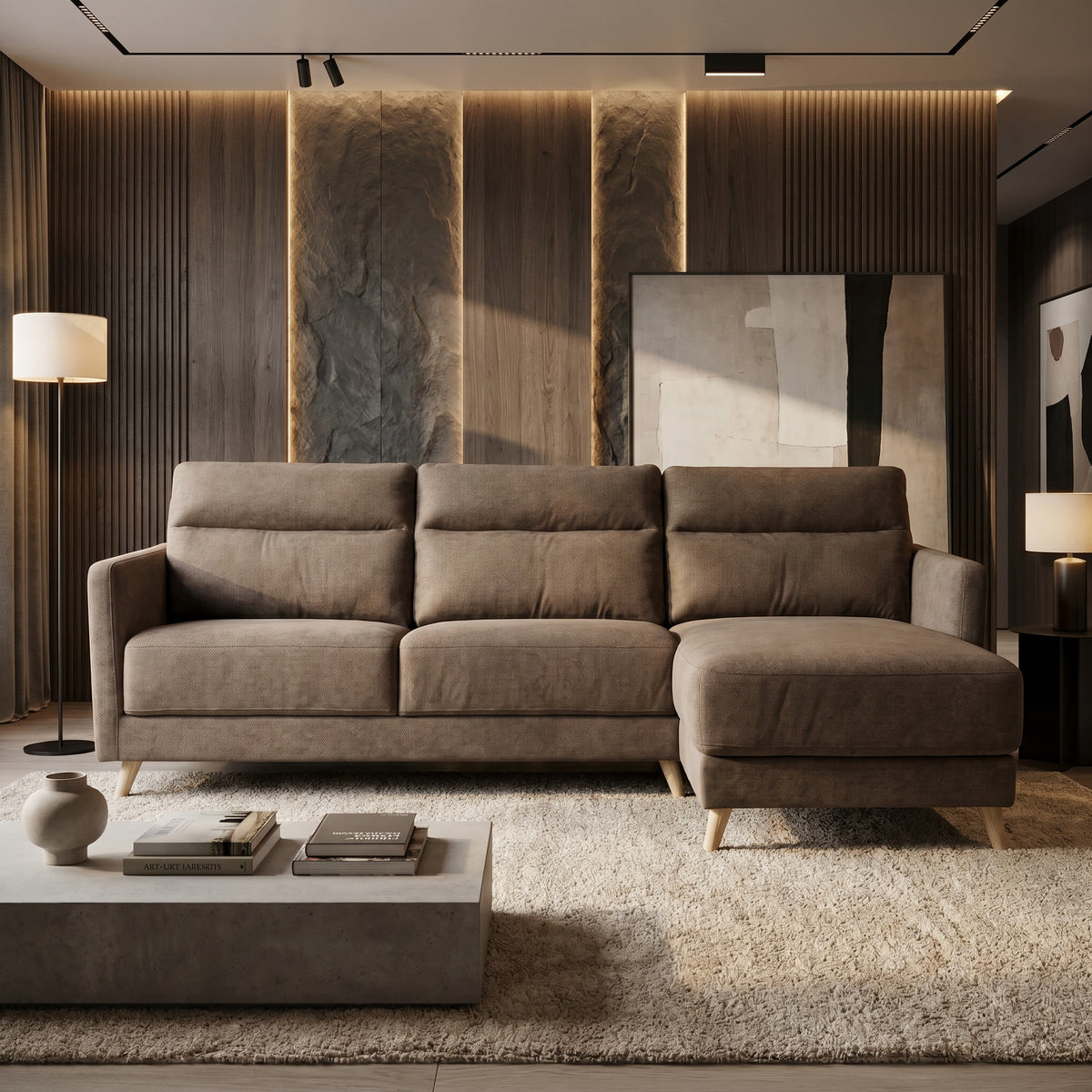 Colțar extensibil PAOLA 5 locuri cu saltea 160×190 cm, reversibil stânga/dreapta (C4+M) - imaginea 2