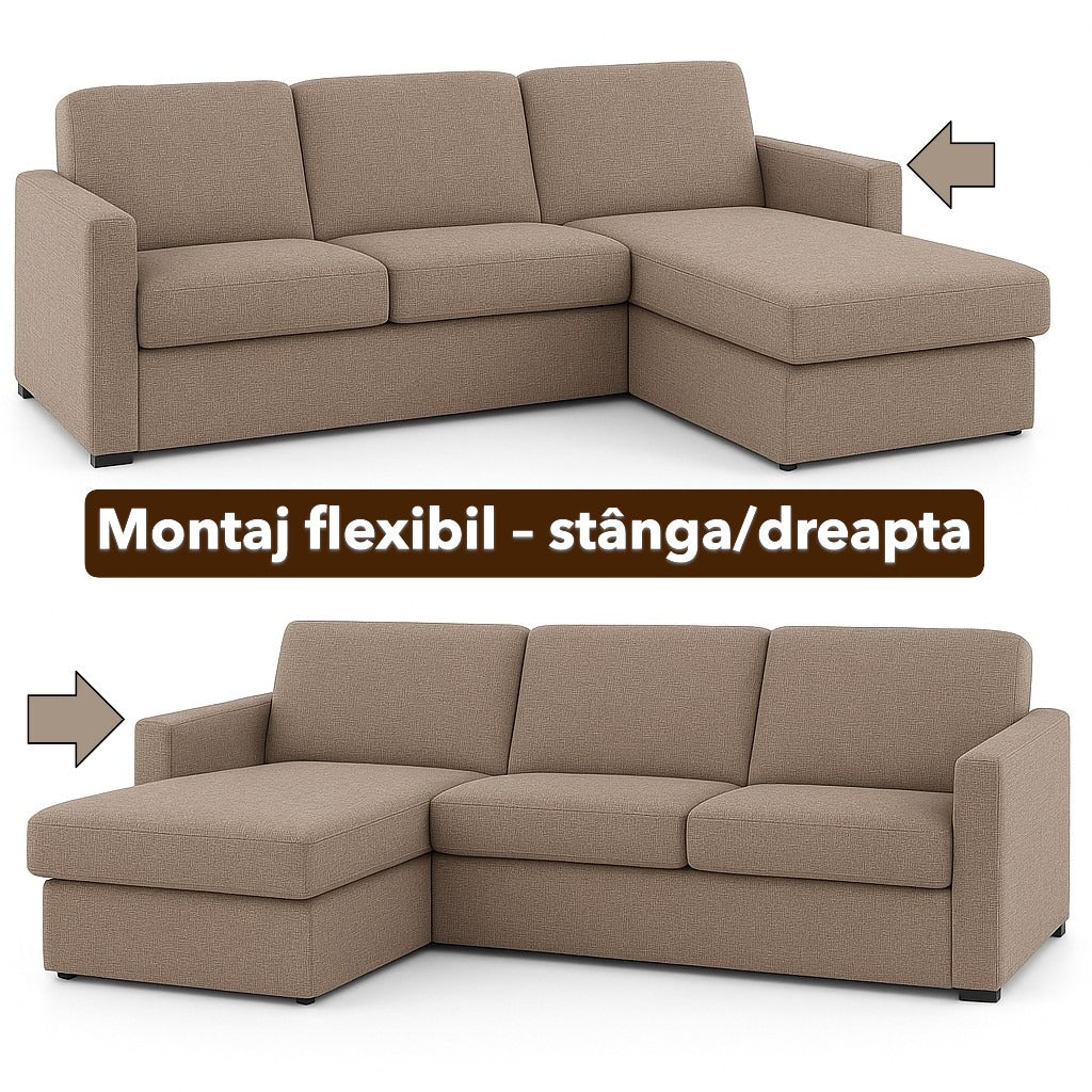 Colțar extensibil Modena 4 locuri cu saltea 140×190 cm, reversibil stânga/dreapta (C3+M) - imaginea 4