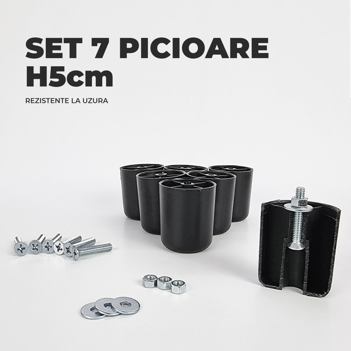 Set 7 Picioare Pentru Pat Cu Lada De Depozitare, H=5cm - imaginea 3