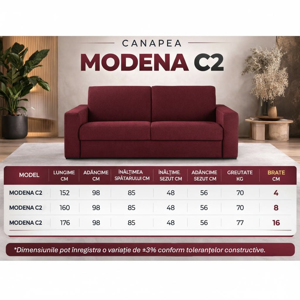 Canapea extensibila MODENA C2, cu saltea 120x190cm - imaginea 6