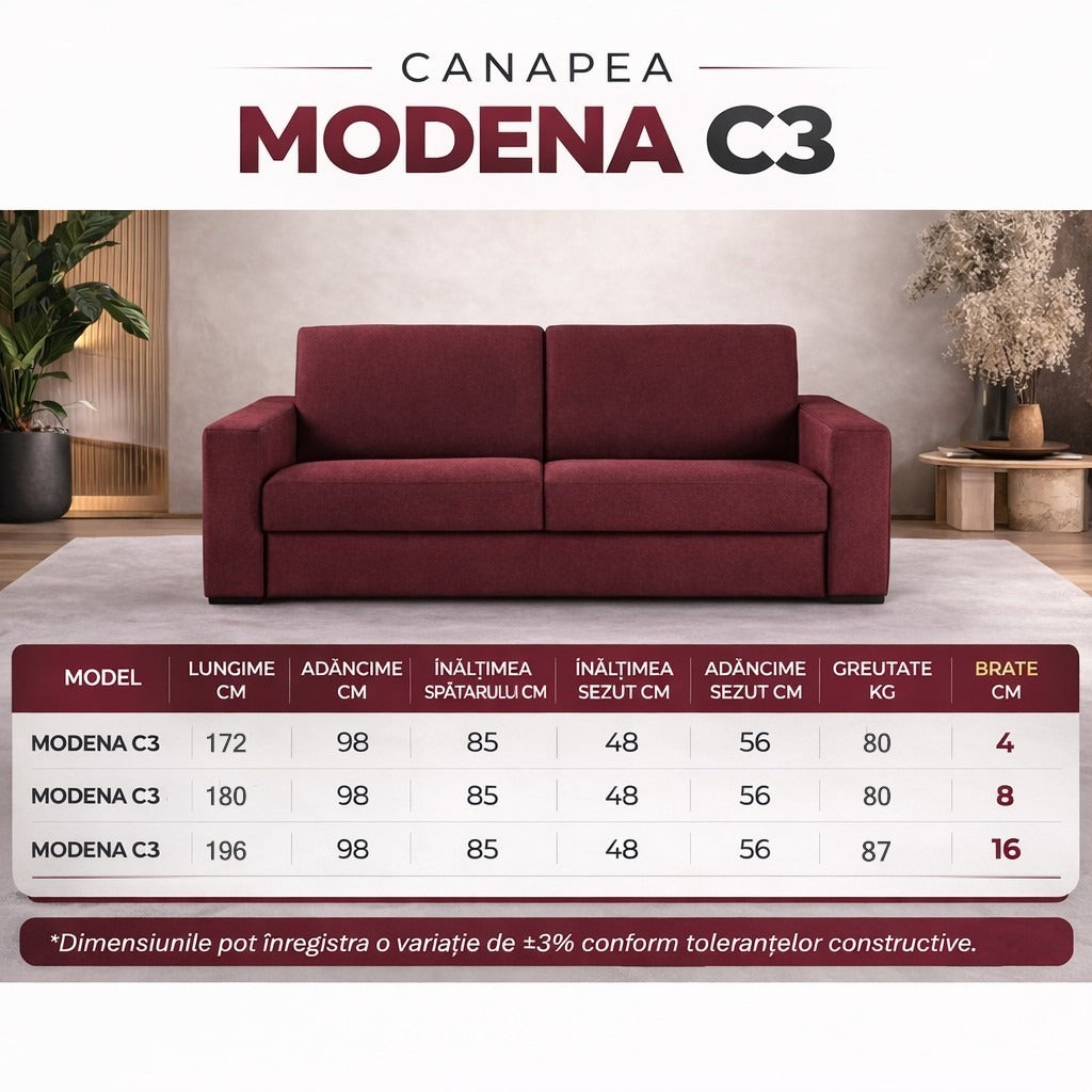 Canapea extensibila MODENA C3, cu saltea 140x190cm - imaginea 4
