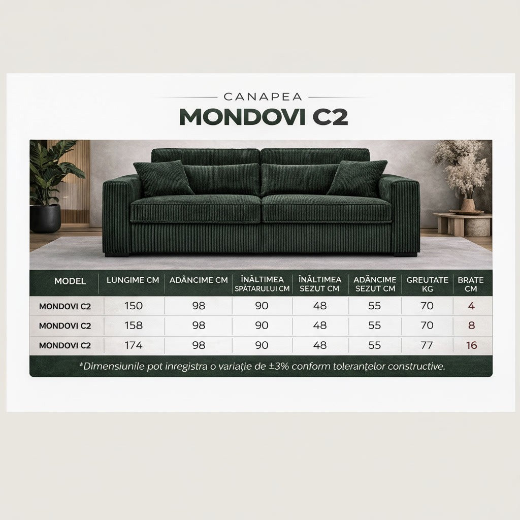 Canapea extensibila MONDOVI C2, cu saltea 120x190cm - imaginea 7