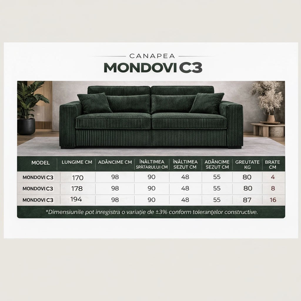 Canapea extensibila MONDOVI C3, cu saltea 140x190cm - imaginea 7