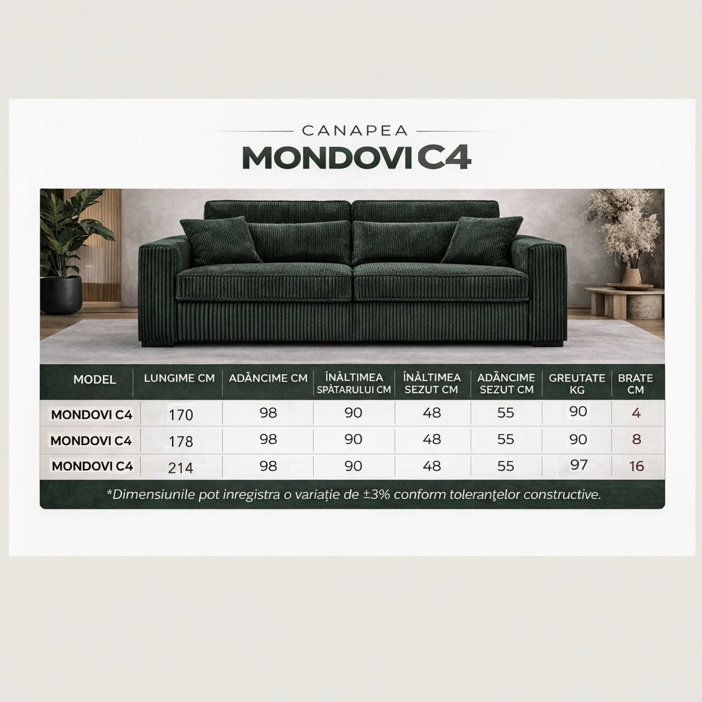 Canapea extensibila MONDOVI C4, cu saltea 160x190cm - imaginea 6