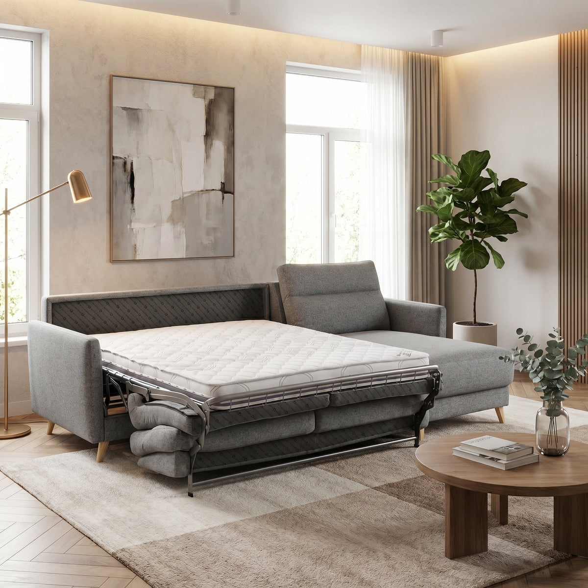 Colțar extensibil PAOLA 3 locuri cu saltea 120×190 cm, reversibil stânga/dreapta (C2+M) - imaginea 3