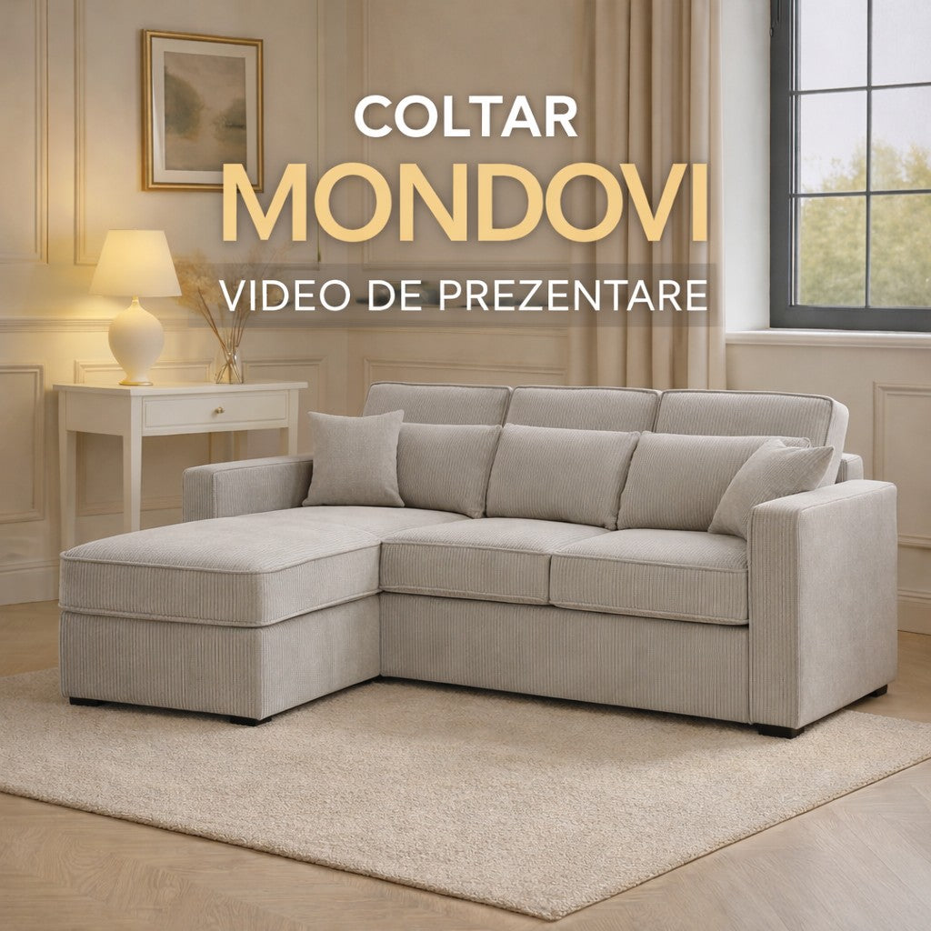 Colțar extensibil MONDOVI 4 locuri cu saltea 140×190 cm, reversibil stânga/dreapta (C3+M) - imaginea 3
