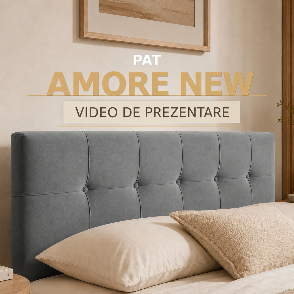 Pat tapitat AMORE NEW cu somiera rabatabila si spatiu de depozitare - imaginea 3