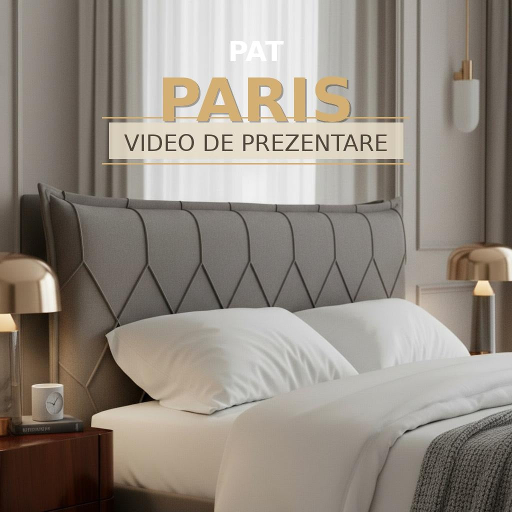 Pat tapitat PARIS cu somiera rabatabila si spatiu de depozitare - imaginea 3