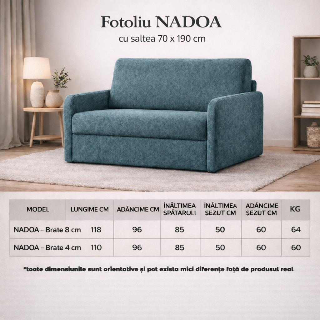 Fotoliu extensibil NADOA, cu saltea 70x190cm - imaginea 6