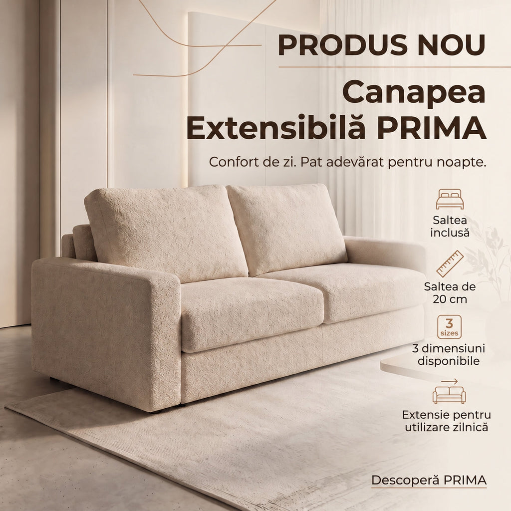 Canapea extensibilă PRIMA C3, cu saltea 140x190x20 cm - imaginea 8