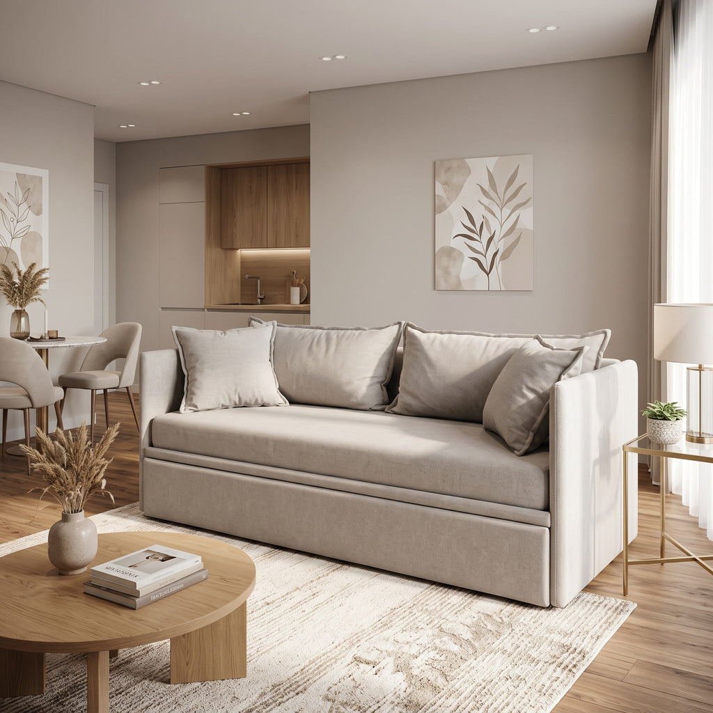 Canapea extensibila 3in1 DIVANO LETTO, cu saltea 80x200cm și perne decorative incluse - imaginea 2