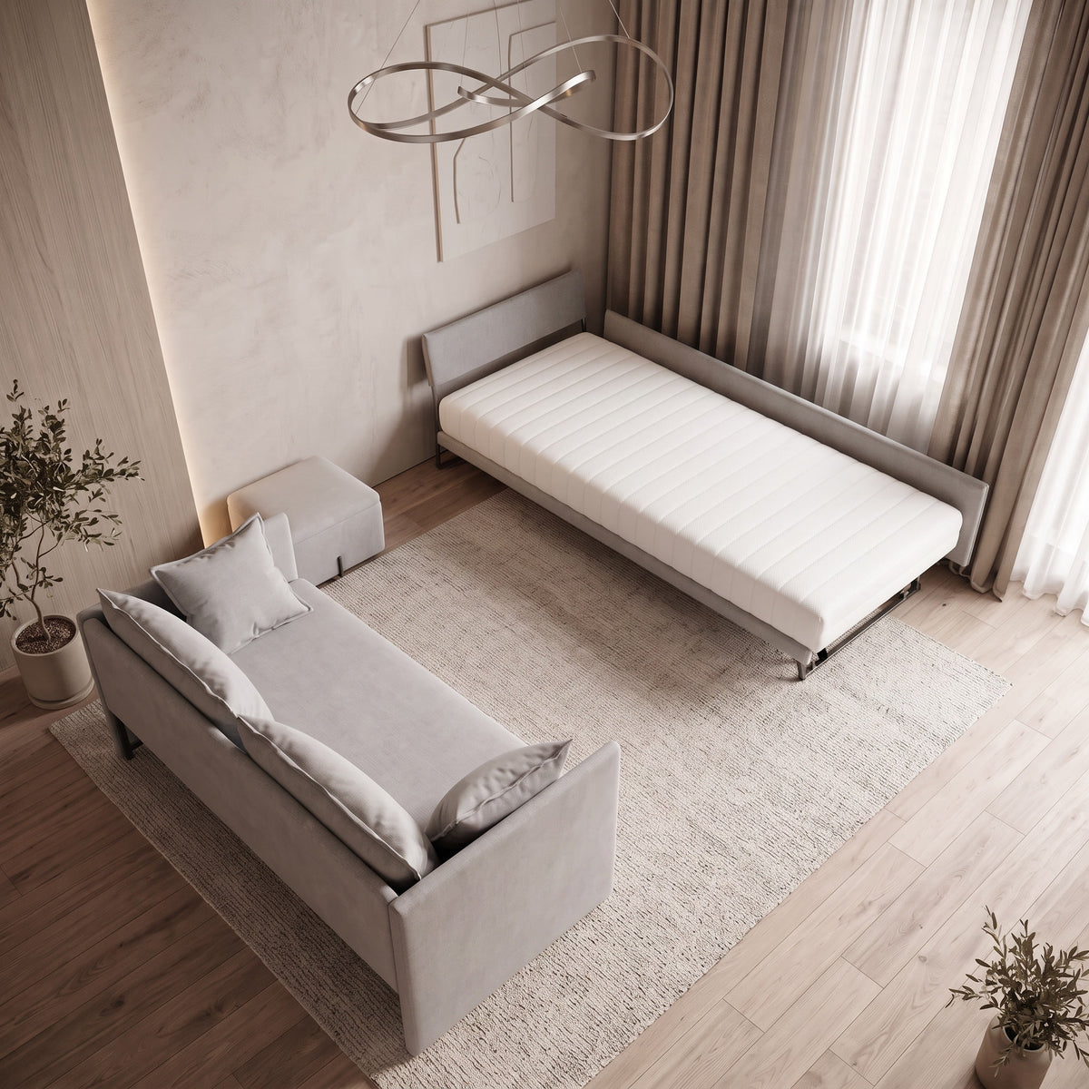 Canapea extensibila 3in1 DIVANO LETTO, cu saltea 80x200cm și perne decorative incluse - imaginea 4