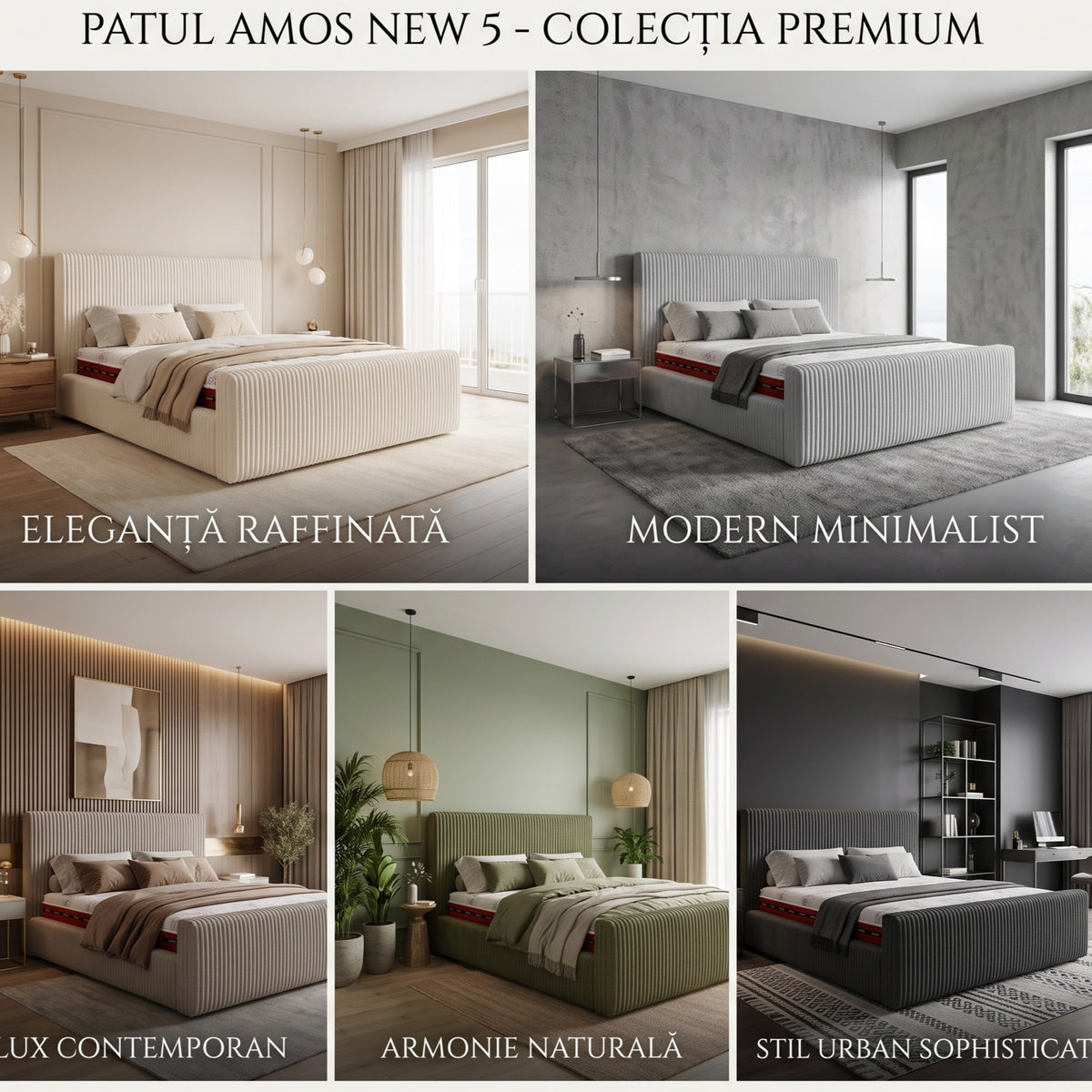 Pat tapitat AMOS NEW 5.0 cu somiera rabatabila si spatiu de depozitare - imaginea 5