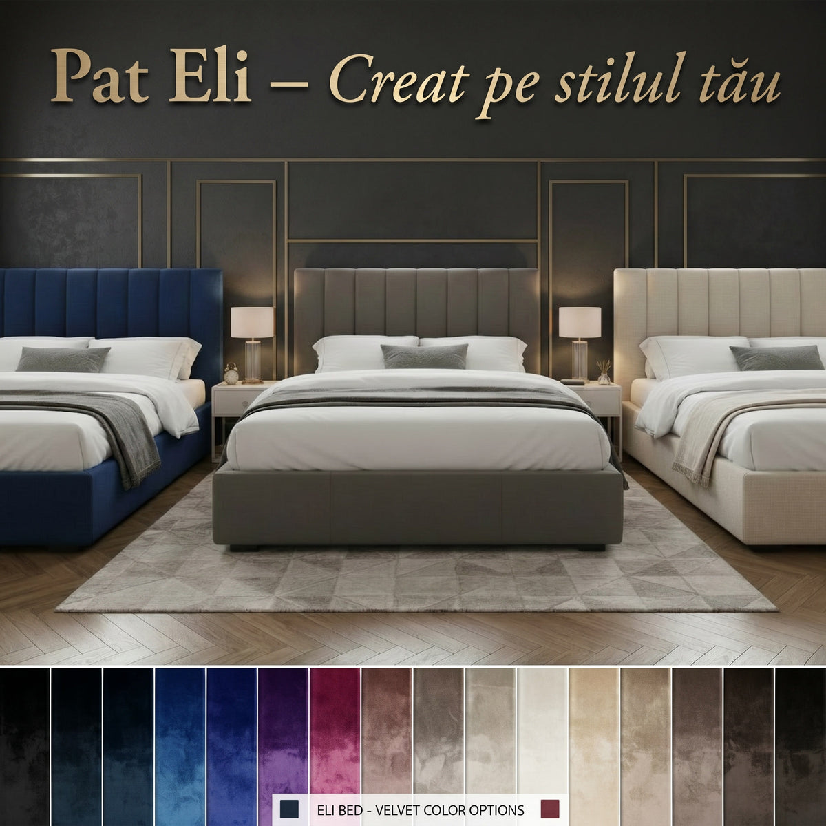 Pat tapitat ELI cu somiera rabatabila si spatiu de depozitare - imaginea 3