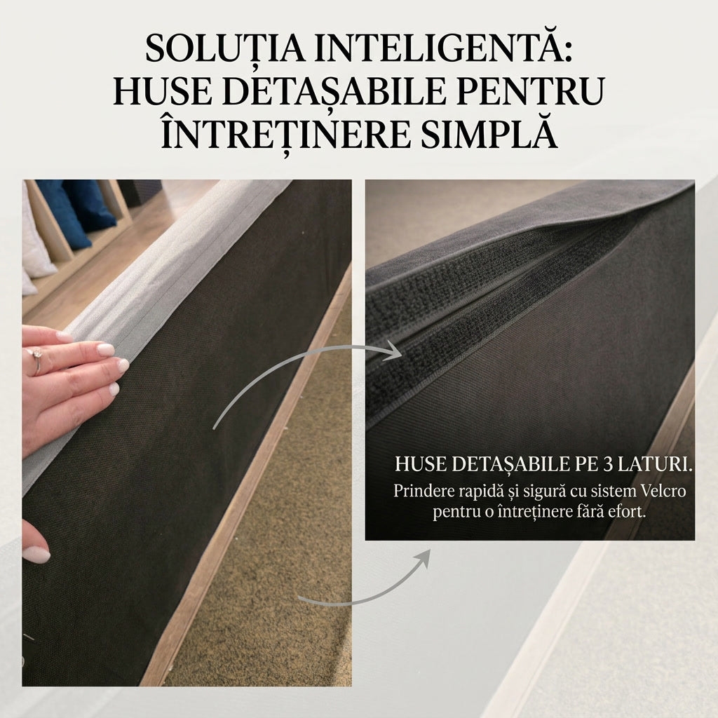 Pat tapitat ELI cu somiera rabatabila si spatiu de depozitare - imaginea 5